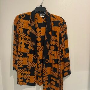 Carole Little Black and Orange Geometric Blazer